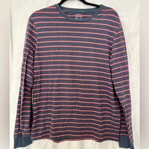 J Crew | Vintage Men’s Striped Long Sleeve Shirt | Navy and Orange